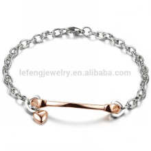 Star and heart couple bracelets design, silver and plated rose gold bracelet